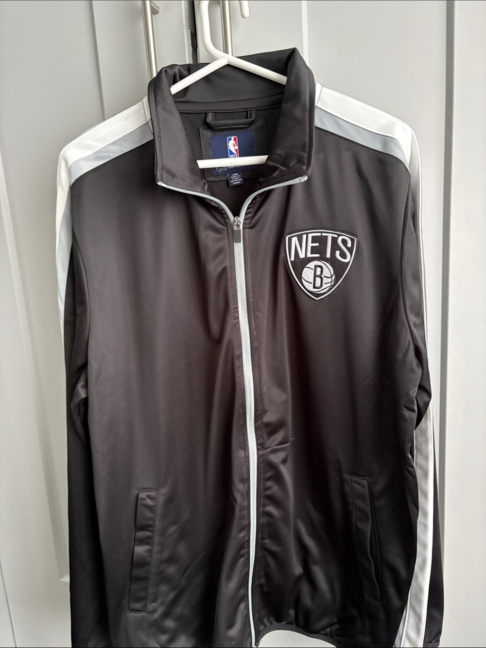 NBA Brooklyn Nets Black and White Lightweight Track Jacket
